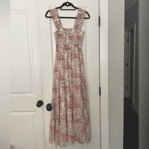 Lucy Paris Smocked Floral Dress in White Floral